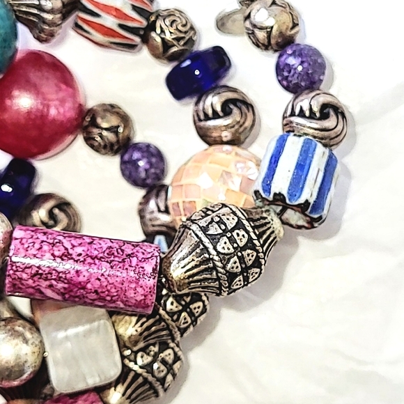 MULTI-COLORED BEAD WIRE WRAP BRACELET - Picture 3 of 8